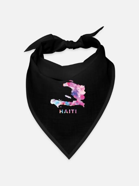 Haiti Haitian Stolz Land Flagge I Geschenk - Bandana Dreieckstuch - Schwarz