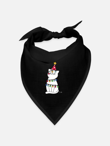 Weihnachten Katze - Bandana Dreieckstuch - Schwarz