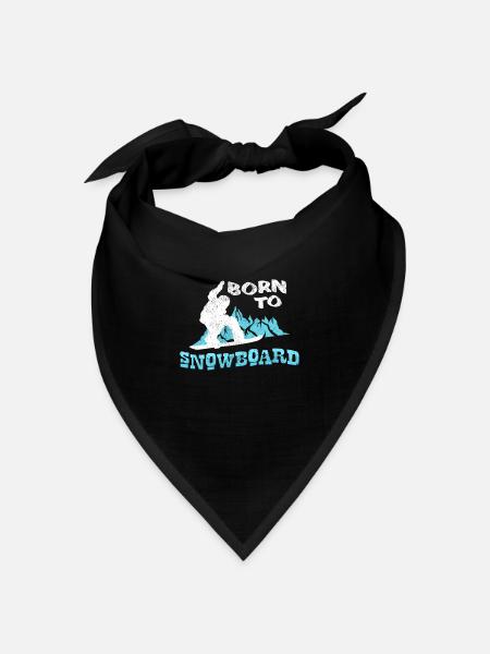 Born To Snowboard Spruch Snowboarder Geschenk - Bandana Dreieckstuch - Schwarz