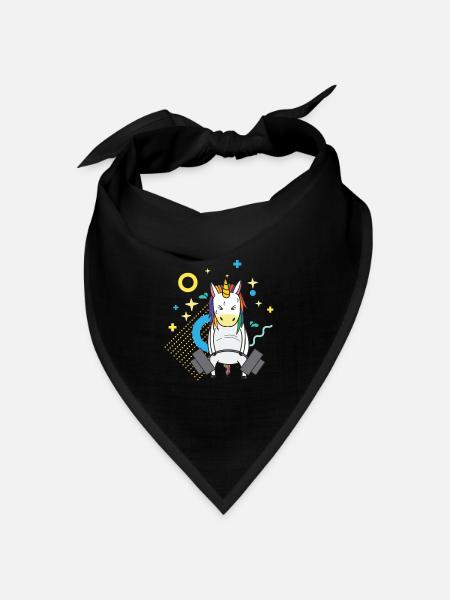 Einhorn Fitness Gym Sport Gewichtheben Geschenk - Bandana Dreieckstuch - Schwarz