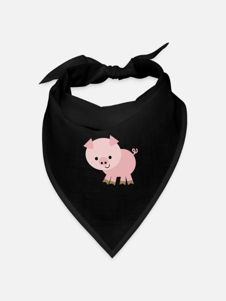 Kleines Schweinchen - Bandana Dreieckstuch - Schwarz