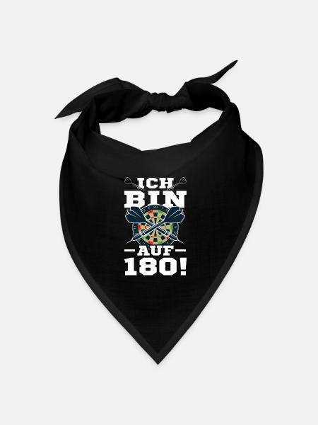 Ich Bin Auf 180 Dart Shirt Lustig Dartfan Darts - Bandana Dreieckstuch - Schwarz