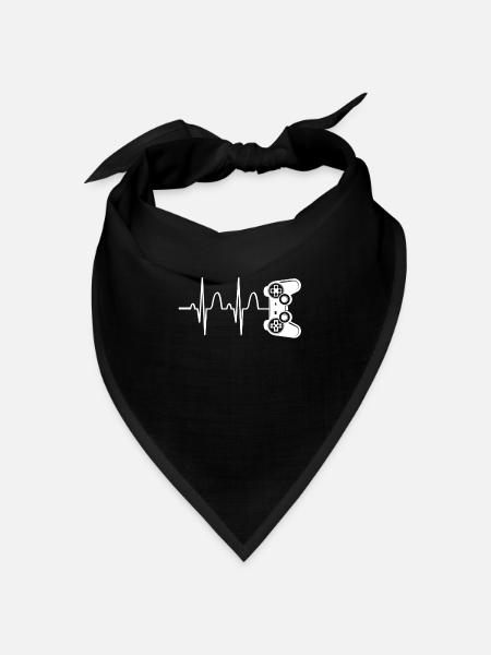 Gaming Zocker Herzschlag Videospiel Esport - Bandana Dreieckstuch - Schwarz