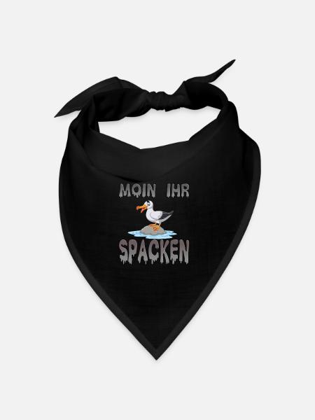 Moin Ihr Spacken - Möwe Geschenk - Bandana Dreieckstuch - Schwarz