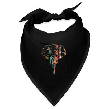Afrika Elefant Kopf front - Bandana Dreieckstuch - Schwarz - Vorne
