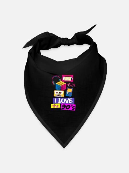 80s 90s 80er 90er Jahre - Bandana Dreieckstuch - Schwarz