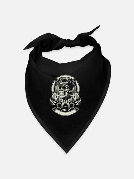 Totenkopf Biker - EST 1969 - Bandana Dreieckstuch - Schwarz