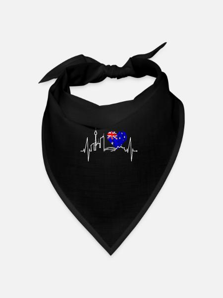 Sydney Skyline Herzschlag Australien Flagge Herz - Bandana Dreieckstuch - Schwarz