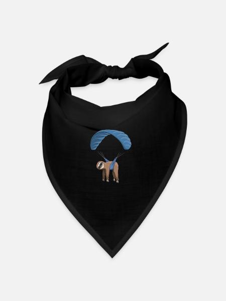 Cooles Faultier beim Gleitschirm Fliegen Skydiving - Bandana Dreieckstuch - Schwarz