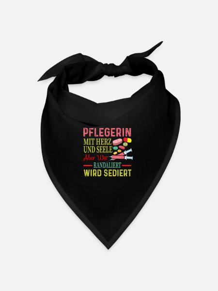 Pflegerin Mit Herz - Bandana Dreieckstuch - Schwarz