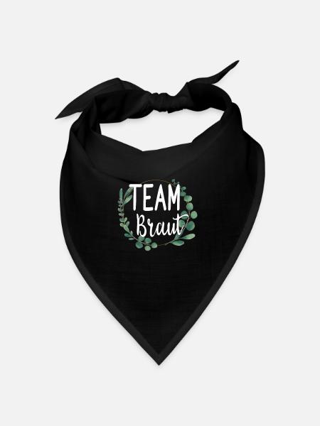 Team Braut Blumenkranz Blumen Verlobung JGA - Bandana Dreieckstuch - Schwarz
