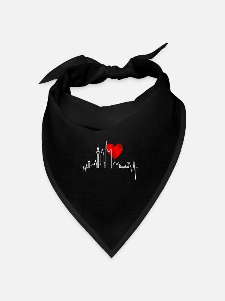 Frankfurt Herzschlag Skyline Herz Geschenk - Bandana Dreieckstuch - Schwarz