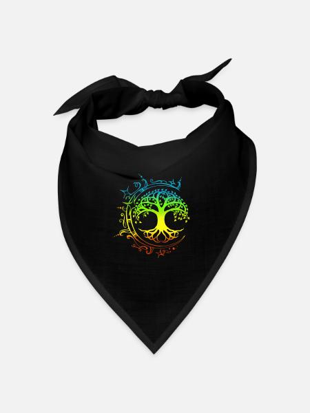 Lebensbaum , Chakras für spirituelles Yoga, Buddha - Bandana Dreieckstuch - Schwarz