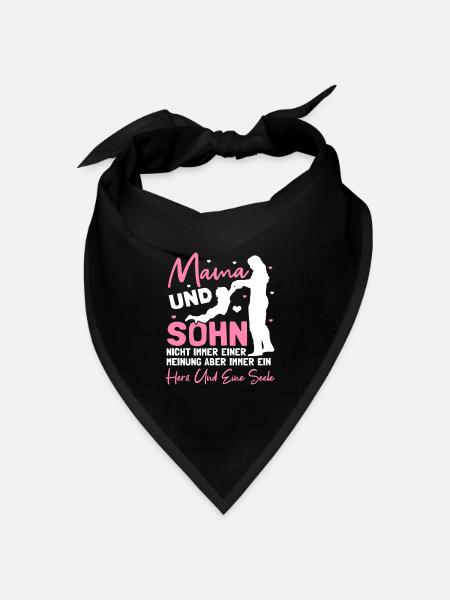 Lustig Mama und Sohn Partnerlook Spruch Geschenk - Bandana Dreieckstuch - Schwarz
