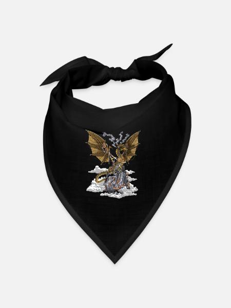 Steampunk-Drache - Bandana Dreieckstuch - Schwarz