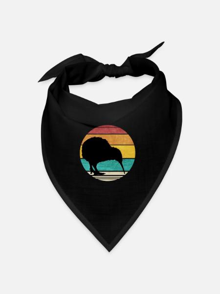 Retro Kiwi Neuseeland Vintage New Zealand Reise - Bandana Dreieckstuch - Schwarz