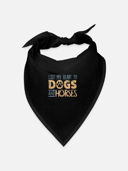 Pferde und Hunde - Bandana Dreieckstuch - Schwarz