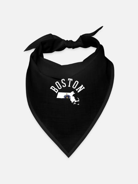Boston USA Amerika Fahne Flagge Wappen - Bandana Dreieckstuch - Schwarz