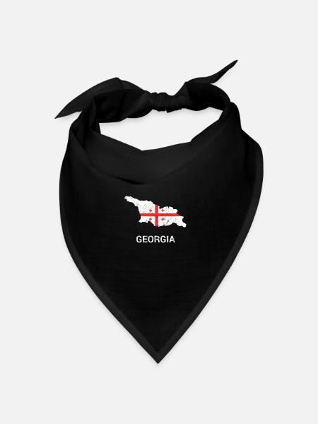 Georgia (Sak'art'velo) Landkarte & Flagge - Bandana Dreieckstuch - Schwarz