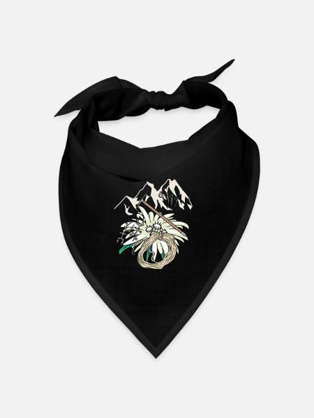 Bergsteiger Outdoor Gebirge Bergsteigen Edelweiß - Bandana Dreieckstuch - Schwarz