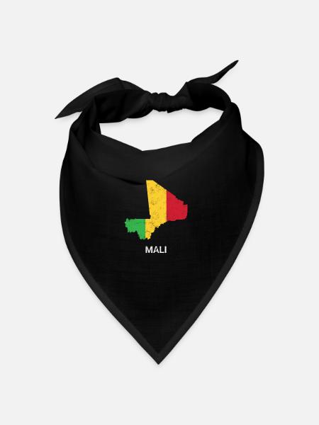Mali Landkarte & Flagge - Bandana Dreieckstuch - Schwarz