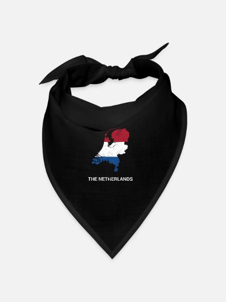 Länderkarte & Flagge der Niederlande (Niederlande) - Bandana Dreieckstuch - Schwarz