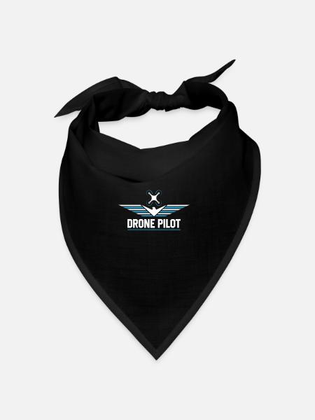 Drohne - blau weiß Logo Drone Pilot - Bandana Dreieckstuch - Schwarz
