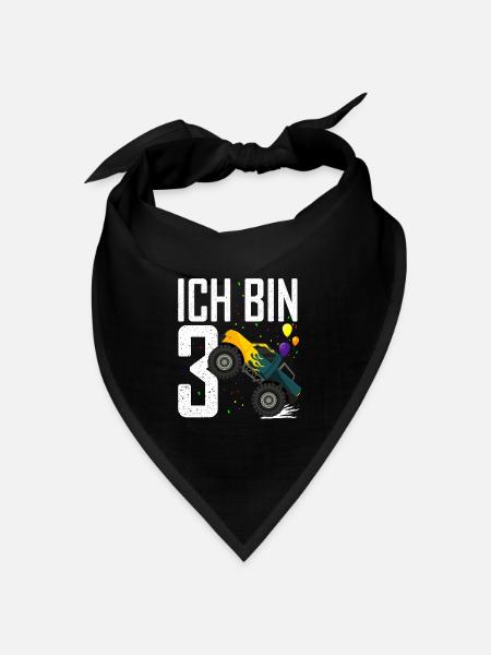 3. Geburtstag Shirt Junge 3 Jahre Monster Truck - Bandana Dreieckstuch - Schwarz