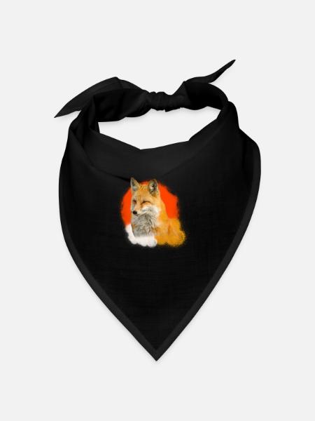 Fuchs Füchse Illustration Design Tier Geschenk - Bandana Dreieckstuch - Schwarz