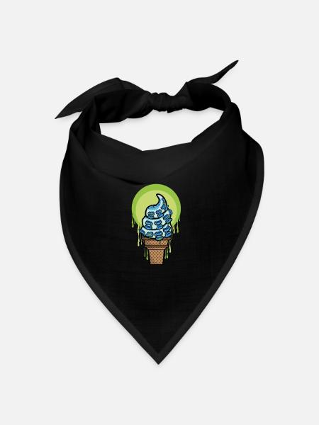 Tentakel Ice Cream Eis Tintenfisch Oktopus - Bandana Dreieckstuch - Schwarz