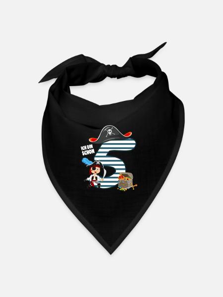 5 Jahre alt Geburtstag Junge Pirat Party Geschenk - Bandana Dreieckstuch - Schwarz