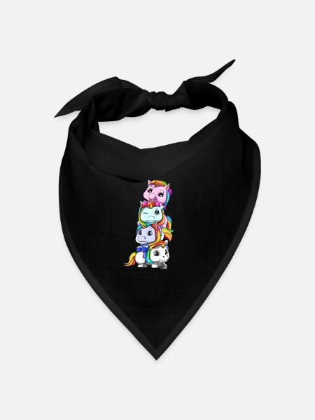 Süße Einhorn Familie - Bandana Dreieckstuch - Schwarz