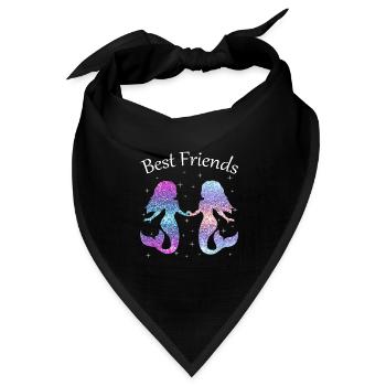 Best Friends Beste Freundin Meerjungfrau Geschenk - Bandana Dreieckstuch - Schwarz - Vorne