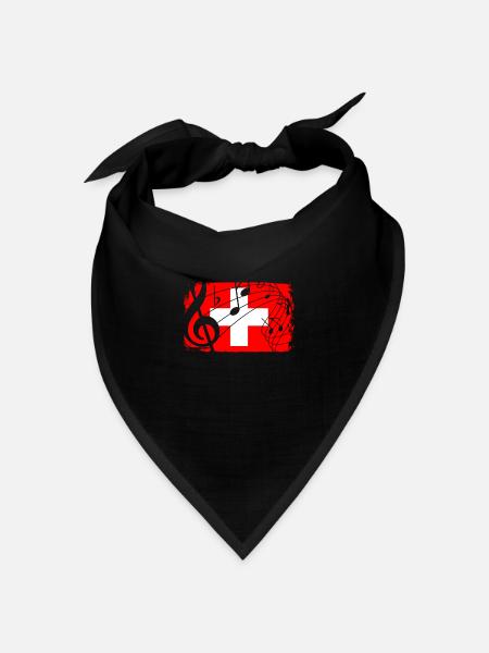 Schweiz Musik Flagge - Bandana Dreieckstuch - Schwarz