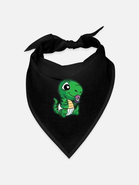 BABY Dinosaurier TREX Schnuller Rassel - Bandana Dreieckstuch - Schwarz