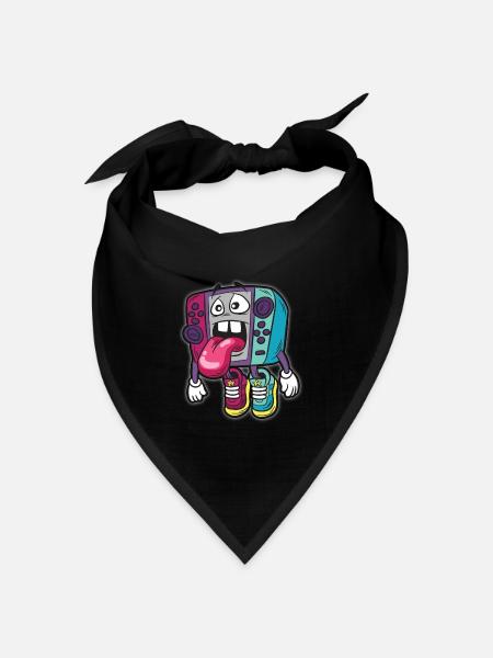 Gamer Humor Lustiger Cartoon Comic Controller - Bandana Dreieckstuch - Schwarz