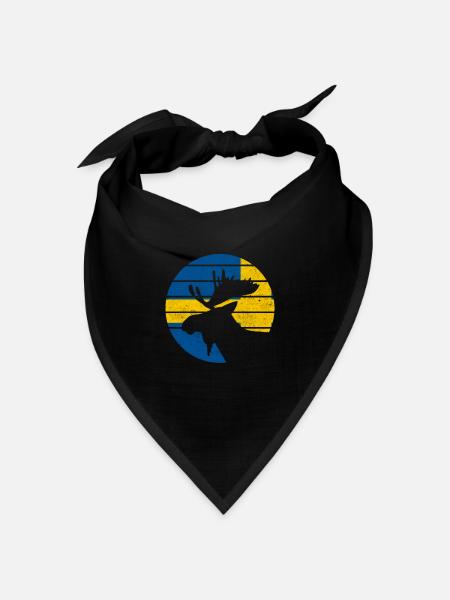 Elch Schweden Flagge,Vintage Skandinavien Geschenk - Bandana Dreieckstuch - Schwarz