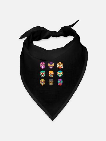 Mexikanischer Wrestler Lucha Libre Masken - Bandana Dreieckstuch - Schwarz
