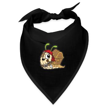 Piraten Schnecke mit Schatzkiste Lustiger Comic - Bandana Dreieckstuch - Schwarz - Vorne
