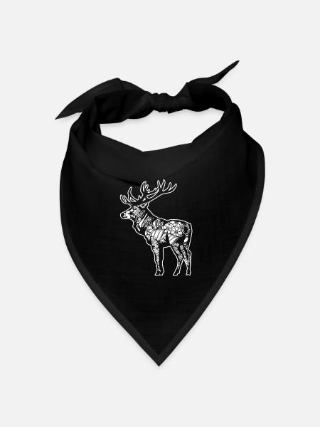 Elch Elch Blumenmuster - Bandana Dreieckstuch - Schwarz
