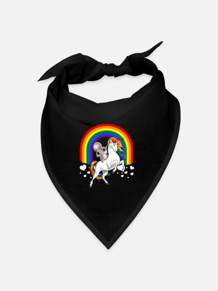 LGBT Koalabär Reiten Einhorn Gay Pride Rainbow - Bandana Dreieckstuch - Schwarz