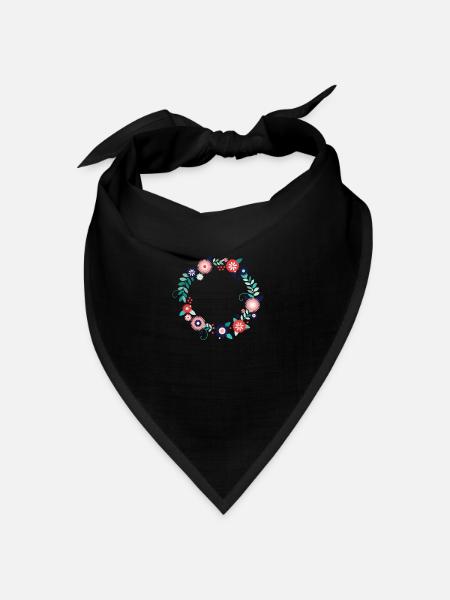 Blumen Blume Blumenkranz selbst gestalten - Bandana Dreieckstuch - Schwarz