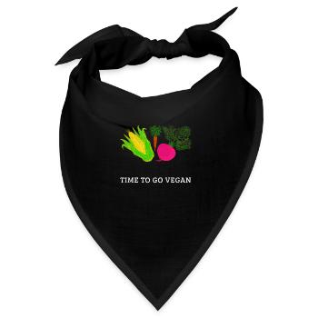 Time to go Vegan Veggie Veganer Veganerin veganes - Bandana Dreieckstuch - Schwarz - Vorne