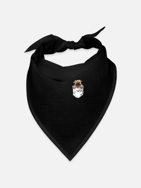 Pug Mops in Tasche - Bandana Dreieckstuch - Schwarz