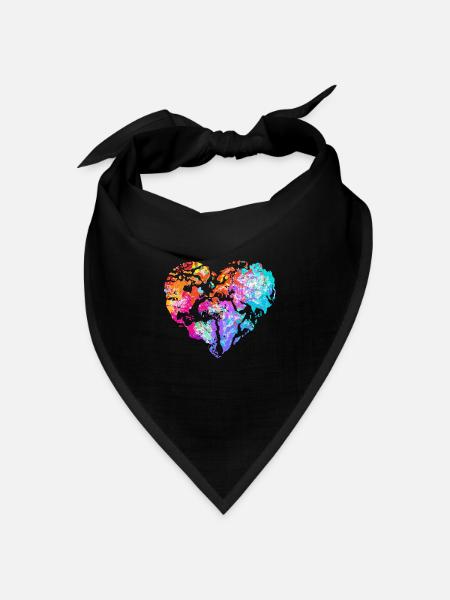 Stop Rassismus Design Buntes Welt Herz Symbol - Bandana Dreieckstuch - Schwarz