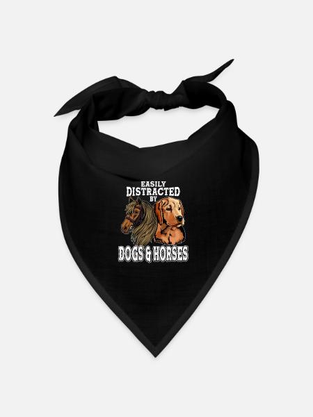 Leicht abgelenkt von Hunden und Pferden - Bandana Dreieckstuch - Schwarz