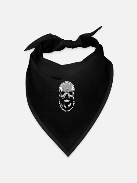 Totenkopf Bart Glatze Skelett - Bandana Dreieckstuch - Schwarz