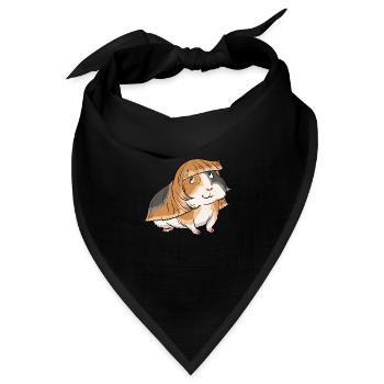 Meerschweinchen Friseur Fell Schneiden Haarschnitt - Bandana Dreieckstuch - Schwarz - Vorne
