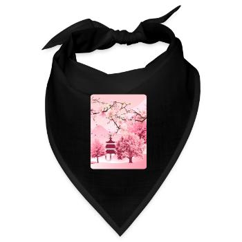 Japanische Kirschblüte Japanische Kunst - Bandana Dreieckstuch - Schwarz - Vorne