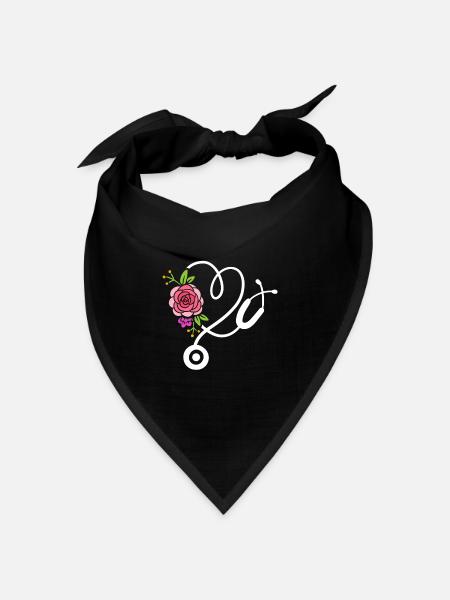 Stethoskop Doktor Krankenschwester - Bandana Dreieckstuch - Schwarz